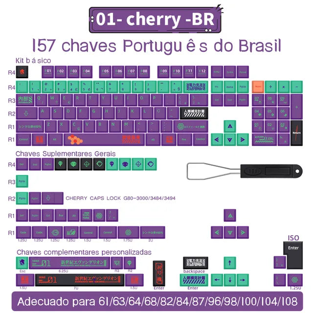 Spanish/French/German/Japanese/Korean/Russian Anime customized Keycaps Cherry Profile Keycap ISO layout for Mechanical Keyboard