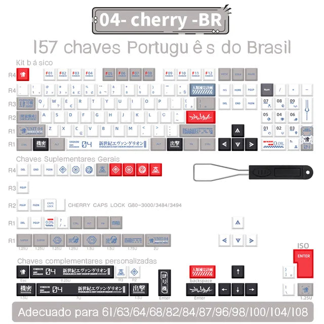 Spanish/French/German/Japanese/Korean/Russian Anime customized Keycaps Cherry Profile Keycap ISO layout for Mechanical Keyboard