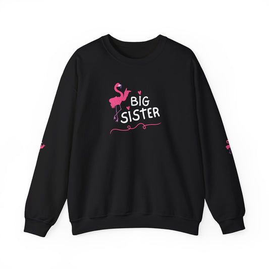 Flamingo Big Sister Sweatshirt,  Big Sister To Be, Baby Shower Gift, Baby Announcement, Girl Gift, Pregnancy Reveal, initial on  sleeves