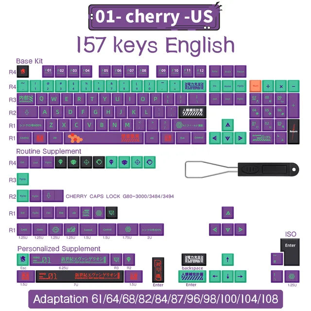 Spanish/French/German/Japanese/Korean/Russian Anime customized Keycaps Cherry Profile Keycap ISO layout for Mechanical Keyboard