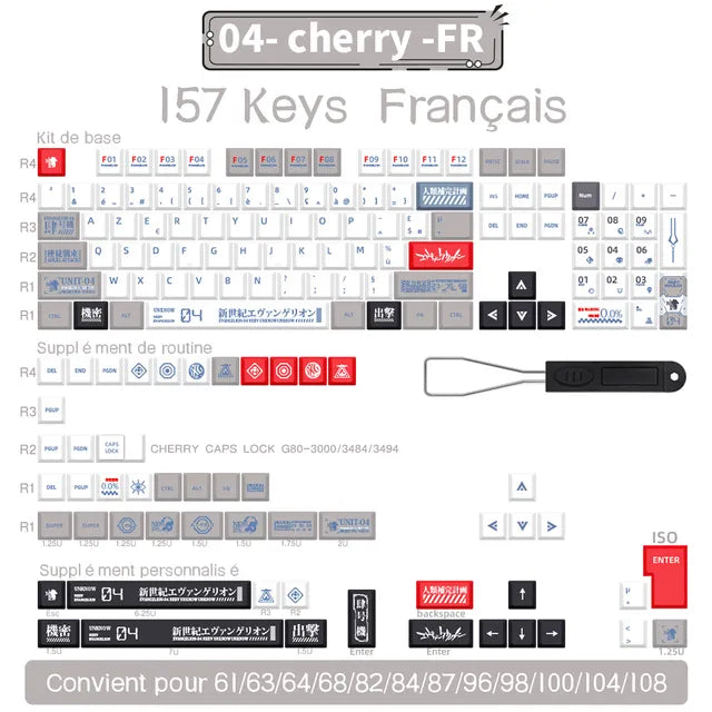 Spanish/French/German/Japanese/Korean/Russian Anime customized Keycaps Cherry Profile Keycap ISO layout for Mechanical Keyboard