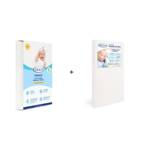 Graco Premium Crib & Toddler Mattress – GREENGUARD Gold Certified & CertiPUR-US Certified, Fits All Standard Crib & Toddler Beds, Waterproof Sleep Surface, Machine-Washable Outer Cover for Easy Care