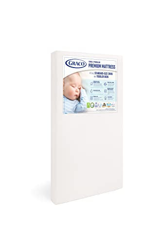 Graco Premium Crib & Toddler Mattress – GREENGUARD Gold Certified & CertiPUR-US Certified, Fits All Standard Crib & Toddler Beds, Waterproof Sleep Surface, Machine-Washable Outer Cover for Easy Care