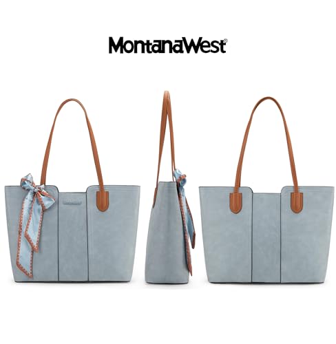 Montana West Tote Bags for Women Medium Top Handle Handbags with Scarf