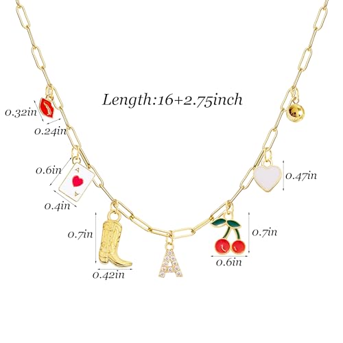 Initial Charm Necklace for Women Gold Letter Necklace Charm Western Necklace Jewelry Gifts Trendy Stuff Christmas Gifts for Women