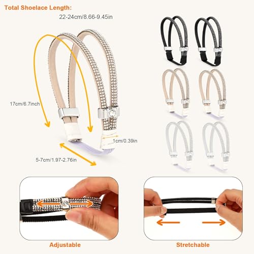 simarro 3 Pairs Shiny Shoe Laces for Heels, Detachable Shoe Strap Belt Band for Holding Loose High Heels Elastic High Heels