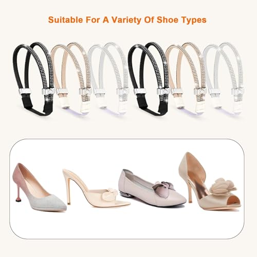 simarro 3 Pairs Shiny Shoe Laces for Heels, Detachable Shoe Strap Belt Band for Holding Loose High Heels Elastic High Heels