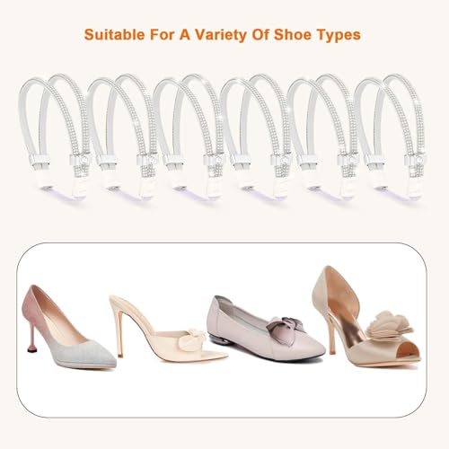 simarro 3 Pairs Shiny Shoe Laces for Heels, Detachable Shoe Strap Belt Band for Holding Loose High Heels Elastic High Heels