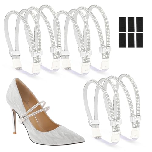 simarro 3 Pairs Shiny Shoe Laces for Heels, Detachable Shoe Strap Belt Band for Holding Loose High Heels Elastic High Heels