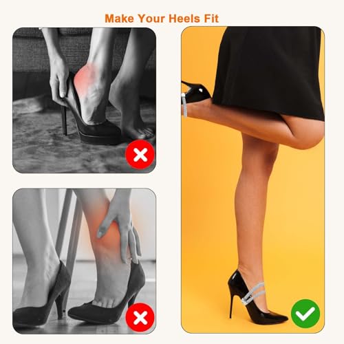 simarro 3 Pairs Shiny Shoe Laces for Heels, Detachable Shoe Strap Belt Band for Holding Loose High Heels Elastic High Heels