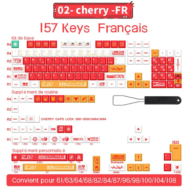 Spanish/French/German/Japanese/Korean/Russian Anime customized Keycaps Cherry Profile Keycap ISO layout for Mechanical Keyboard