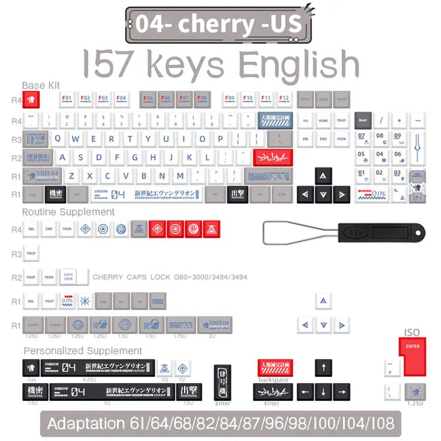 Spanish/French/German/Japanese/Korean/Russian Anime customized Keycaps Cherry Profile Keycap ISO layout for Mechanical Keyboard