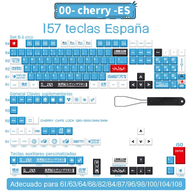 Spanish/French/German/Japanese/Korean/Russian Anime customized Keycaps Cherry Profile Keycap ISO layout for Mechanical Keyboard