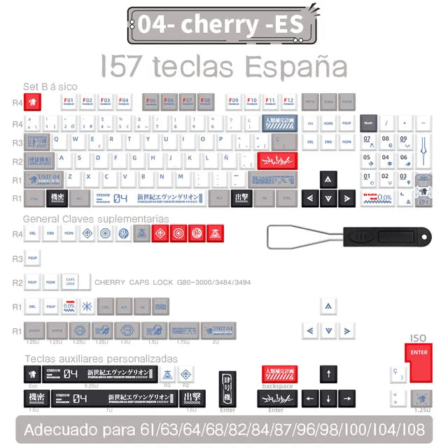 Spanish/French/German/Japanese/Korean/Russian Anime customized Keycaps Cherry Profile Keycap ISO layout for Mechanical Keyboard