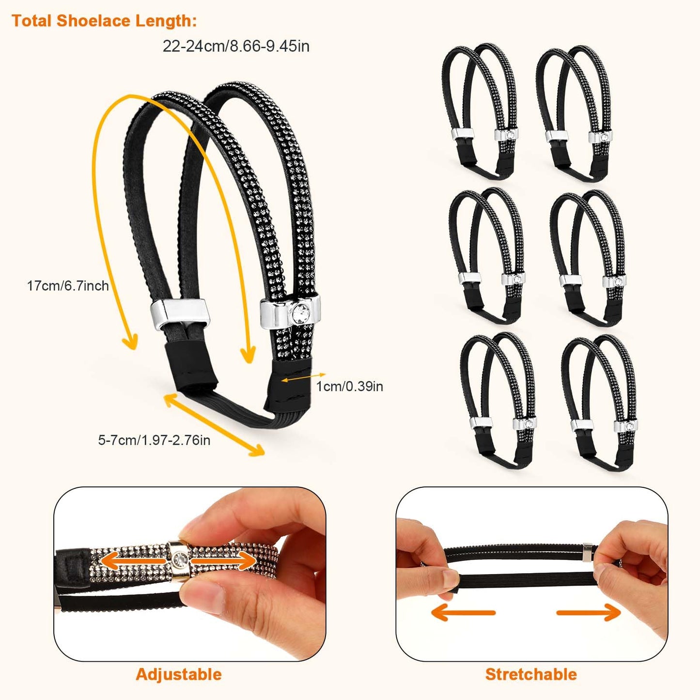 simarro 3 Pairs Shiny Shoe Laces for Heels, Detachable Shoe Strap Belt Band for Holding Loose High Heels Elastic High Heels