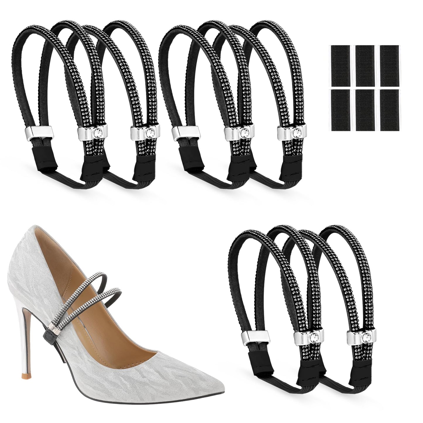 simarro 3 Pairs Shiny Shoe Laces for Heels, Detachable Shoe Strap Belt Band for Holding Loose High Heels Elastic High Heels