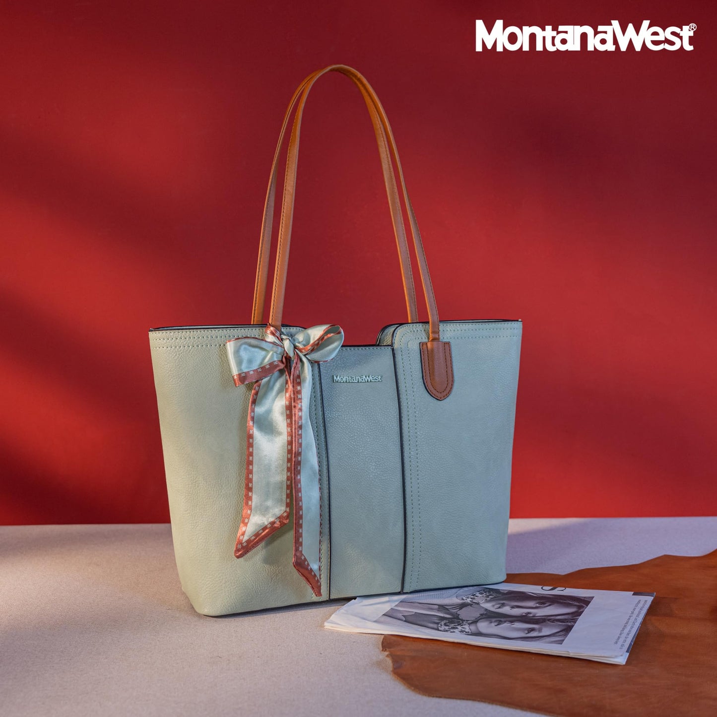 Montana West Tote Bags for Women Medium Top Handle Handbags with Scarf