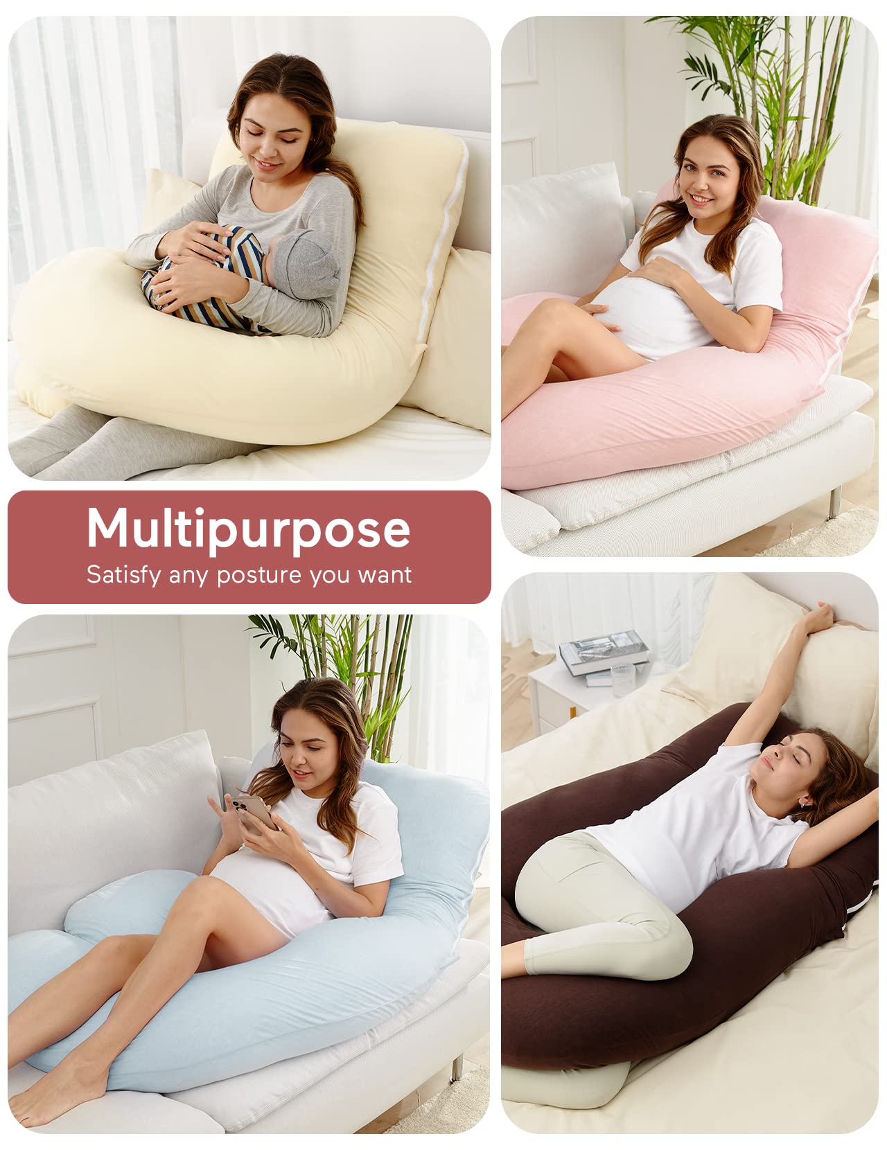 Momcozy Pregnancy Pillows for Sleeping, U Shaped Full Body Maternity Pillow with Removable Cover - Support for Back, Legs, Belly, HIPS for Pregnant Women, 57 Inch Pregnancy Pillow for Women, Grey