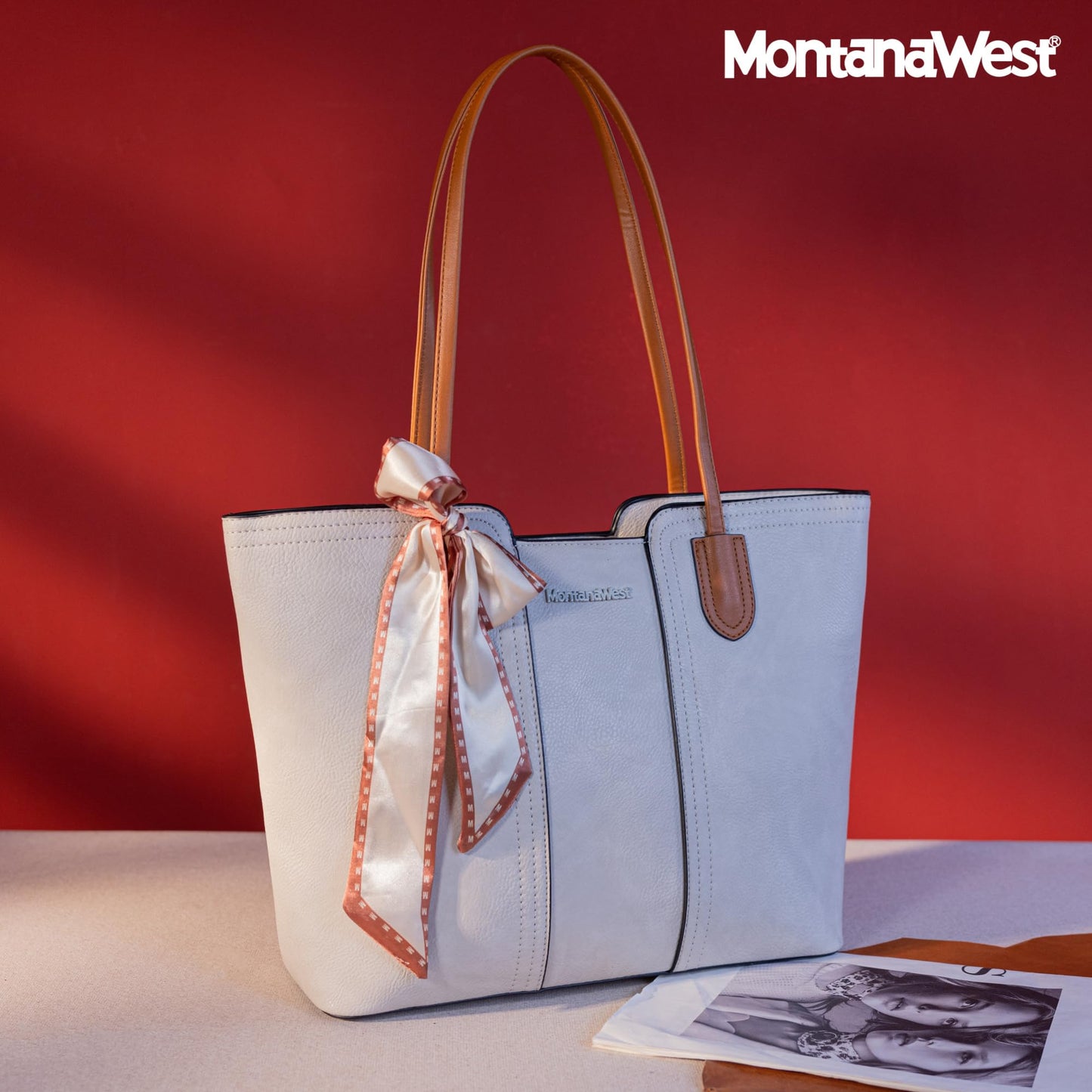 Montana West Tote Bags for Women Medium Top Handle Handbags with Scarf