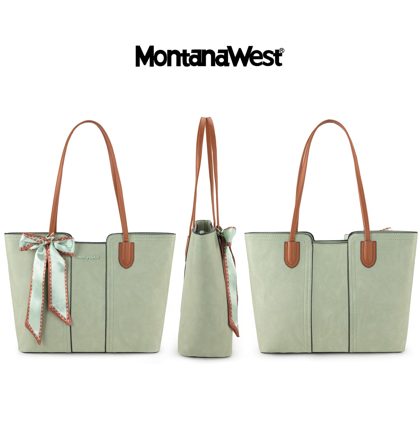 Montana West Tote Bags for Women Medium Top Handle Handbags with Scarf