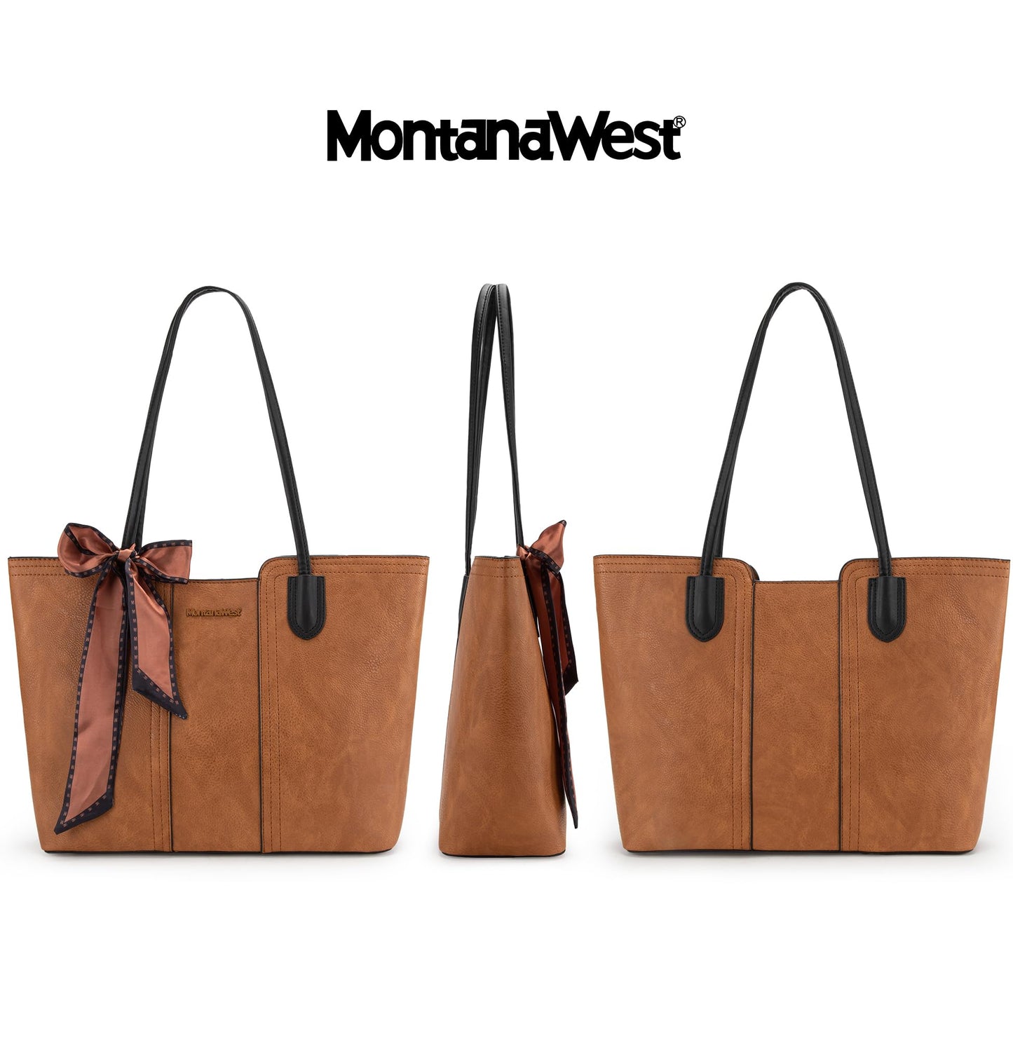 Montana West Tote Bags for Women Medium Top Handle Handbags with Scarf