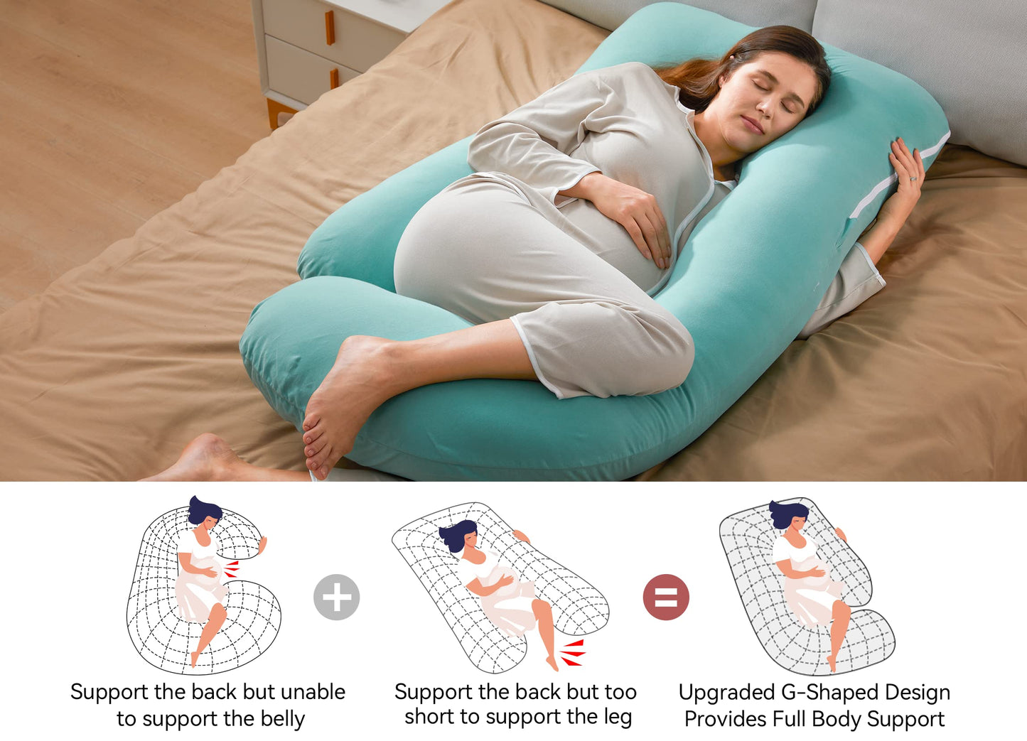 Momcozy Pregnancy Pillows for Sleeping, U Shaped Full Body Maternity Pillow with Removable Cover - Support for Back, Legs, Belly, HIPS for Pregnant Women, 57 Inch Pregnancy Pillow for Women, Grey