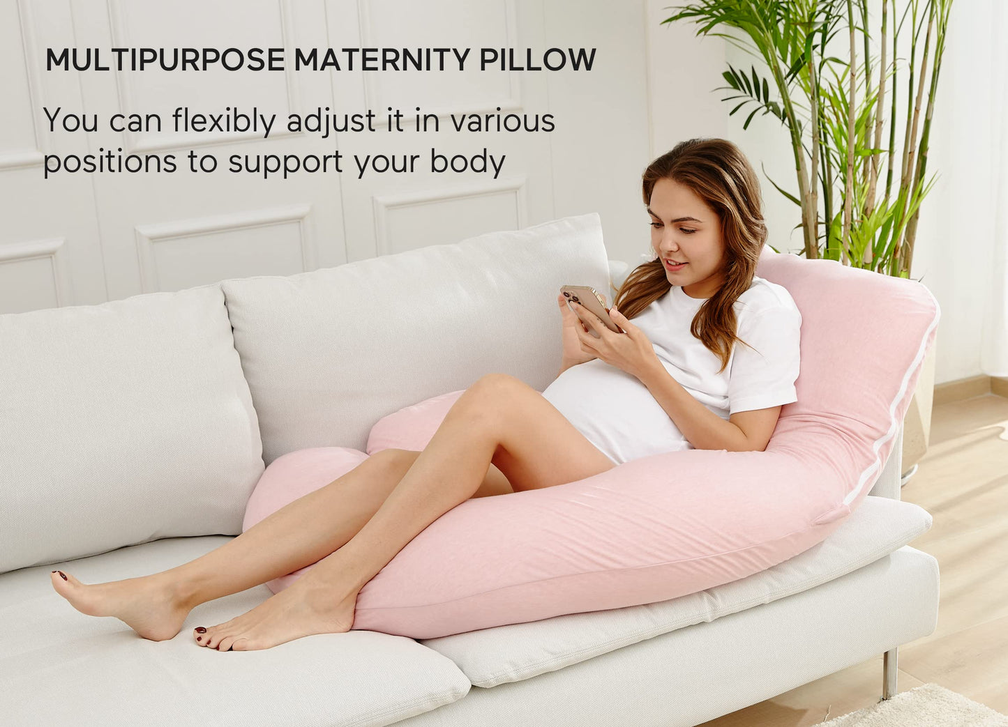 Momcozy Pregnancy Pillows for Sleeping, U Shaped Full Body Maternity Pillow with Removable Cover - Support for Back, Legs, Belly, HIPS for Pregnant Women, 57 Inch Pregnancy Pillow for Women, Grey