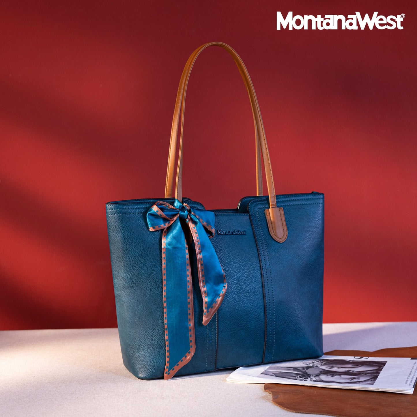 Montana West Tote Bags for Women Medium Top Handle Handbags with Scarf