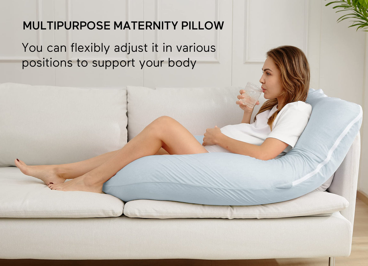 Momcozy Pregnancy Pillows for Sleeping, U Shaped Full Body Maternity Pillow with Removable Cover - Support for Back, Legs, Belly, HIPS for Pregnant Women, 57 Inch Pregnancy Pillow for Women, Grey