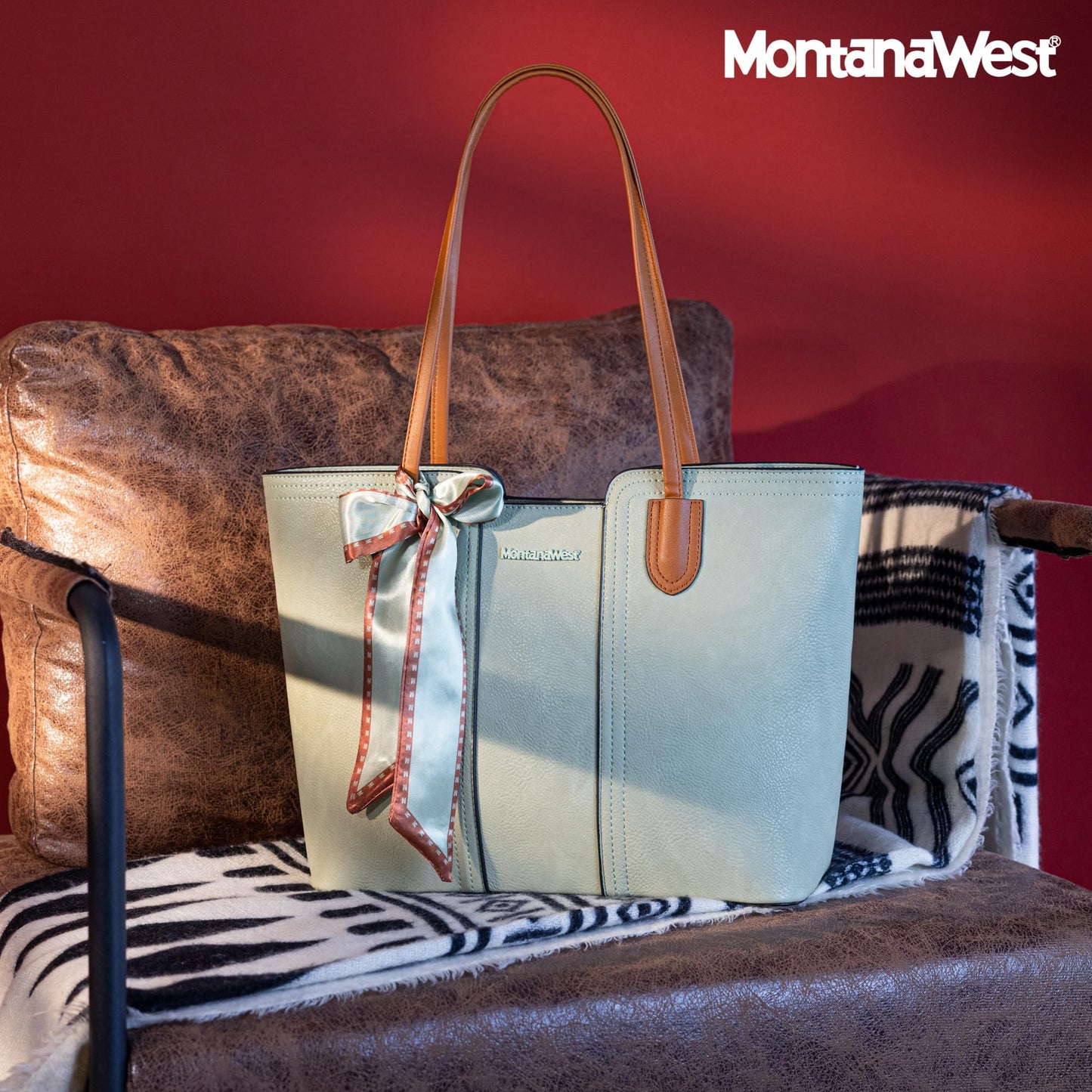 Montana West Tote Bags for Women Medium Top Handle Handbags with Scarf