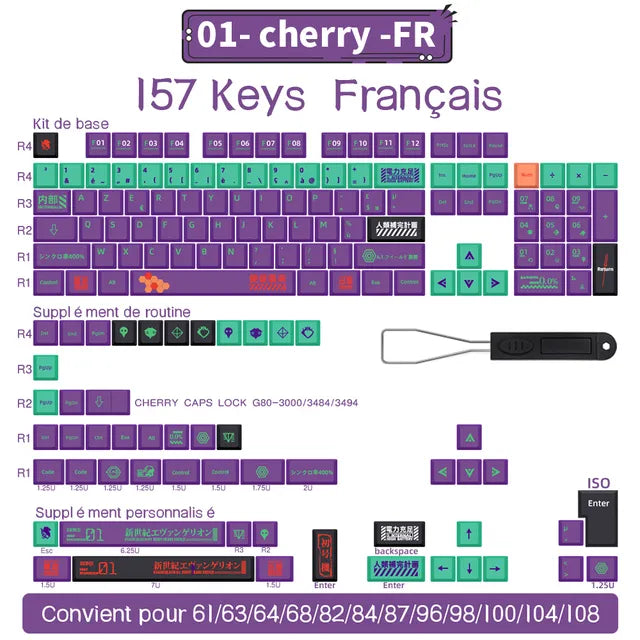 Spanish/French/German/Japanese/Korean/Russian Anime customized Keycaps Cherry Profile Keycap ISO layout for Mechanical Keyboard