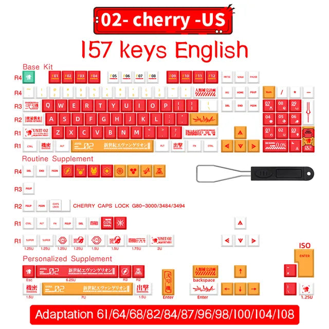 Spanish/French/German/Japanese/Korean/Russian Anime customized Keycaps Cherry Profile Keycap ISO layout for Mechanical Keyboard