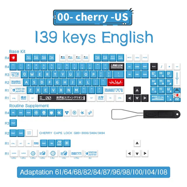 Spanish/French/German/Japanese/Korean/Russian Anime customized Keycaps Cherry Profile Keycap ISO layout for Mechanical Keyboard