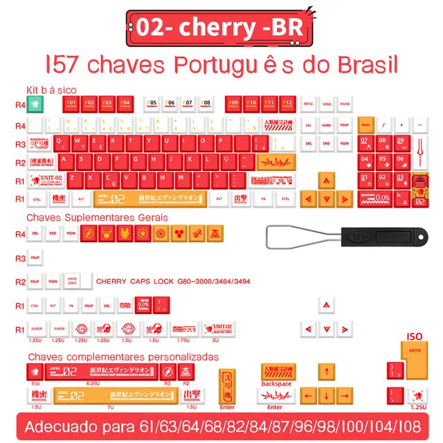 Spanish/French/German/Japanese/Korean/Russian Anime customized Keycaps Cherry Profile Keycap ISO layout for Mechanical Keyboard