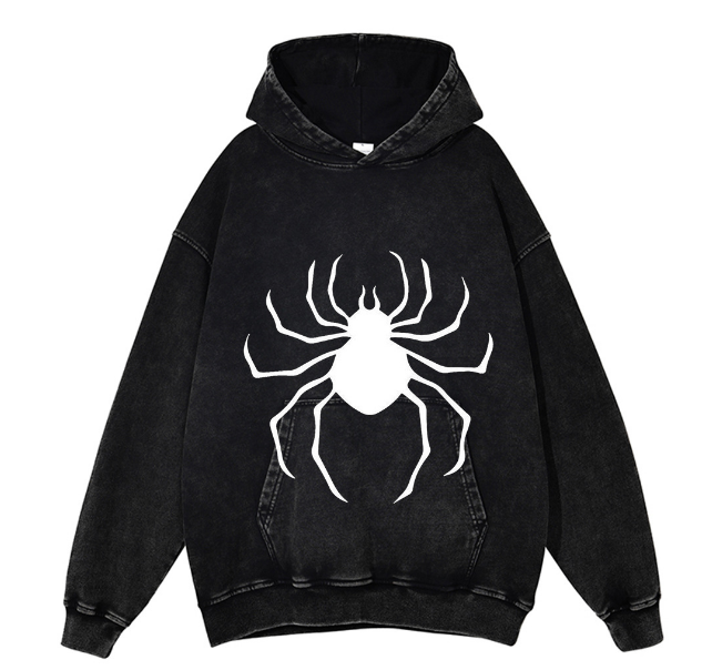 Spider Print Zipper Hoodies