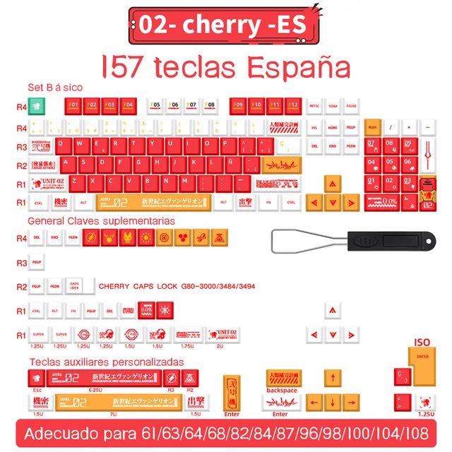 Spanish/French/German/Japanese/Korean/Russian Anime customized Keycaps Cherry Profile Keycap ISO layout for Mechanical Keyboard