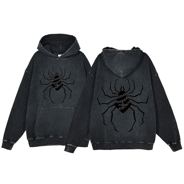 Spider Print Zipper Hoodies