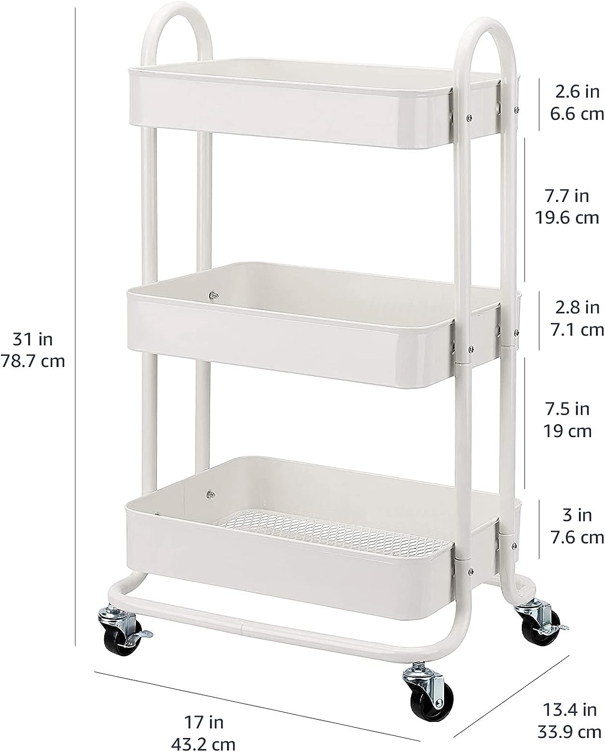 Basics 3-Tier Rolling Utility or Kitchen Cart - Mint Green