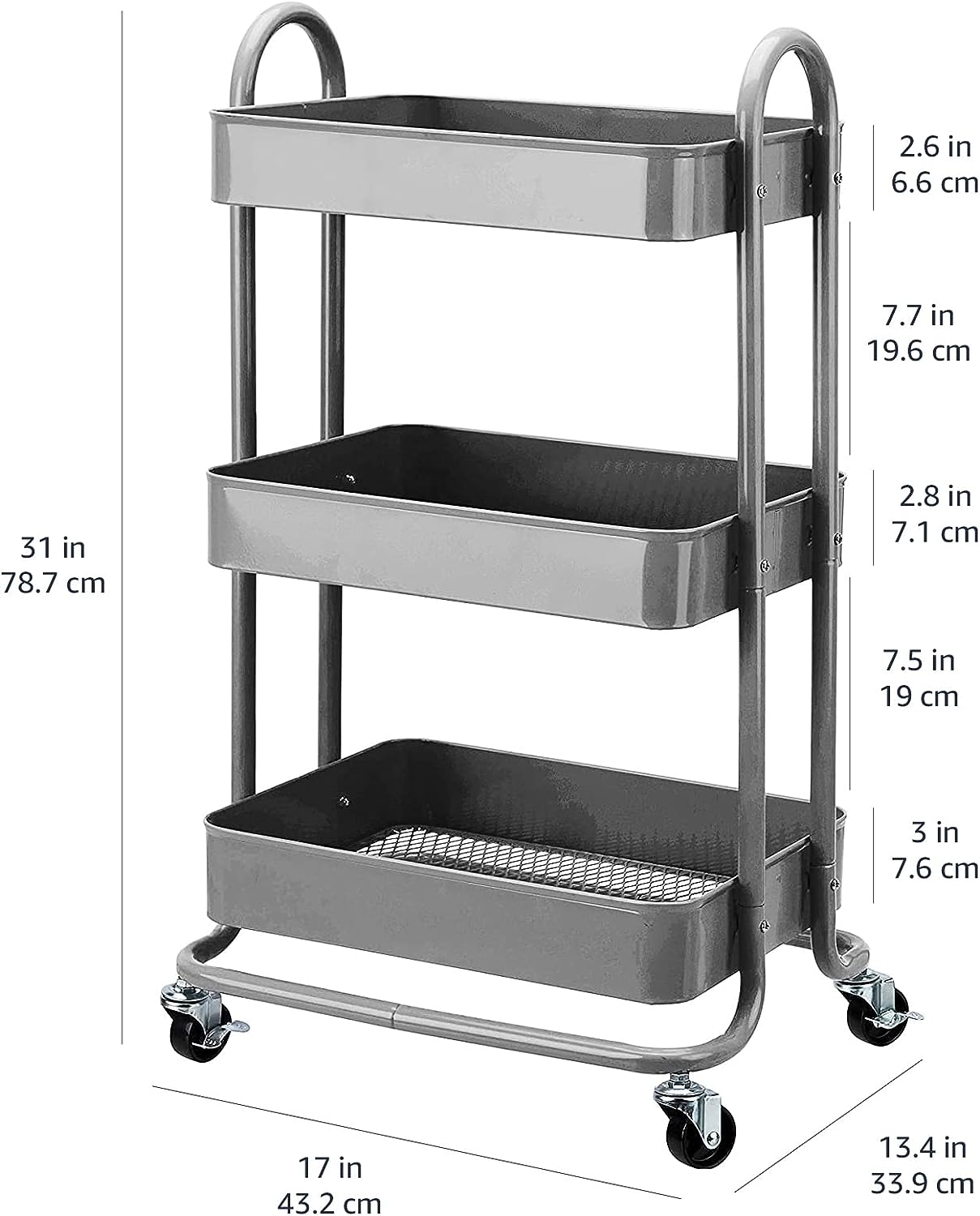 Basics 3-Tier Rolling Utility or Kitchen Cart - Mint Green