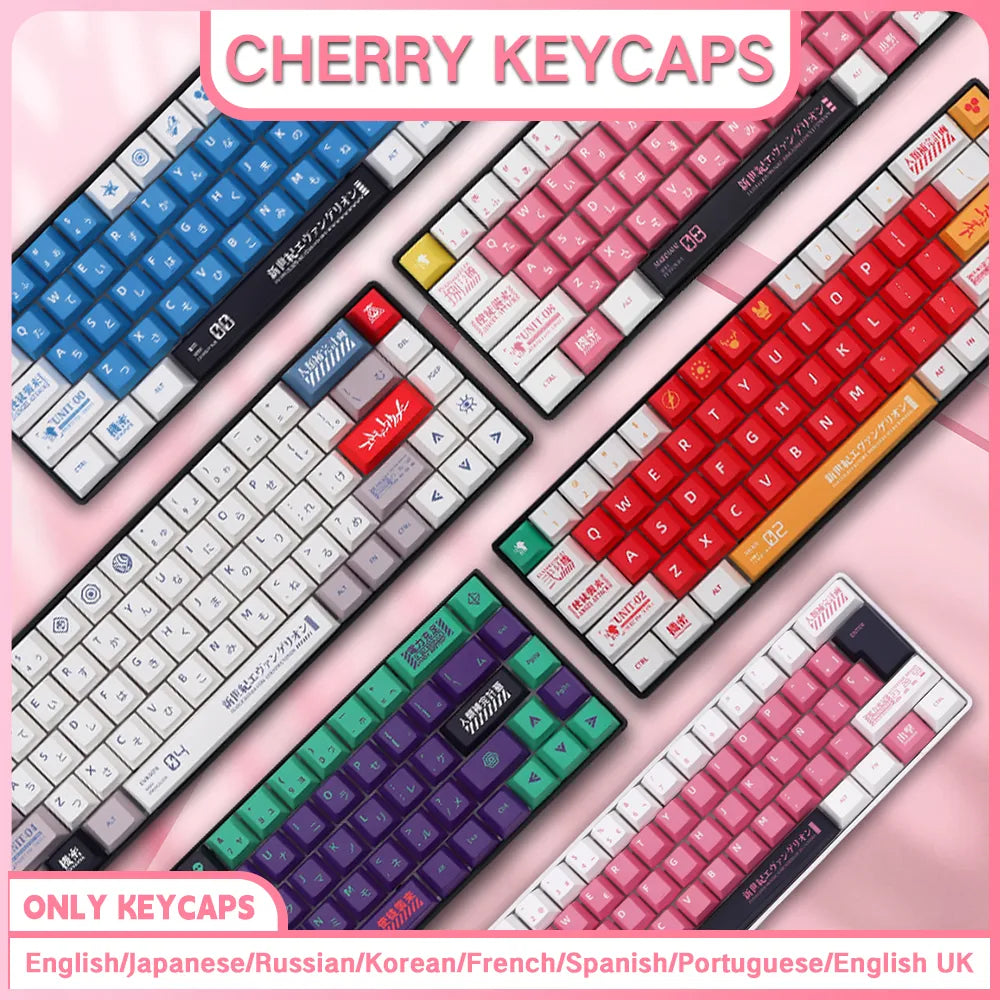 Spanish/French/German/Japanese/Korean/Russian Anime customized Keycaps Cherry Profile Keycap ISO layout for Mechanical Keyboard