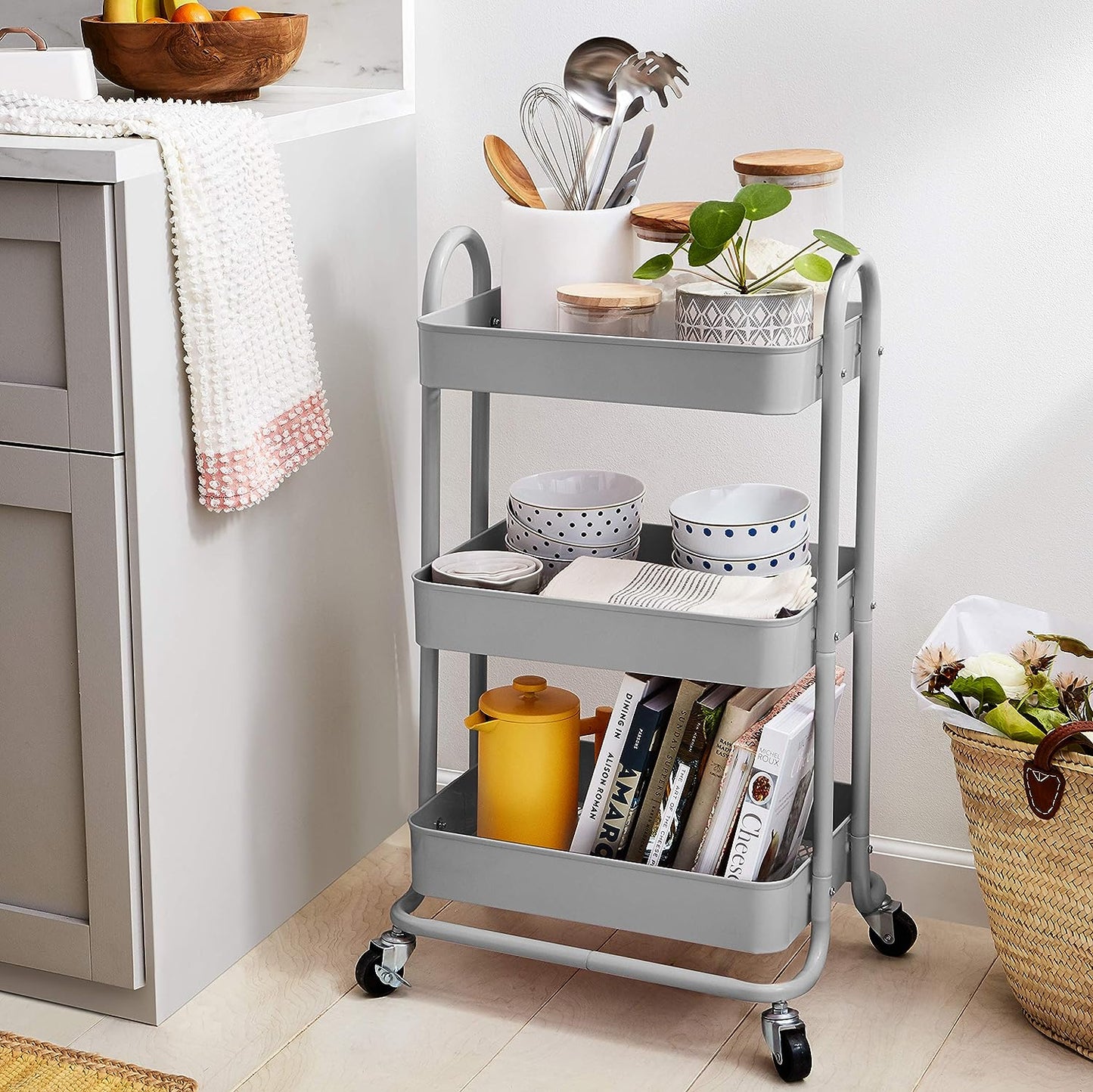 Basics 3-Tier Rolling Utility or Kitchen Cart - Mint Green