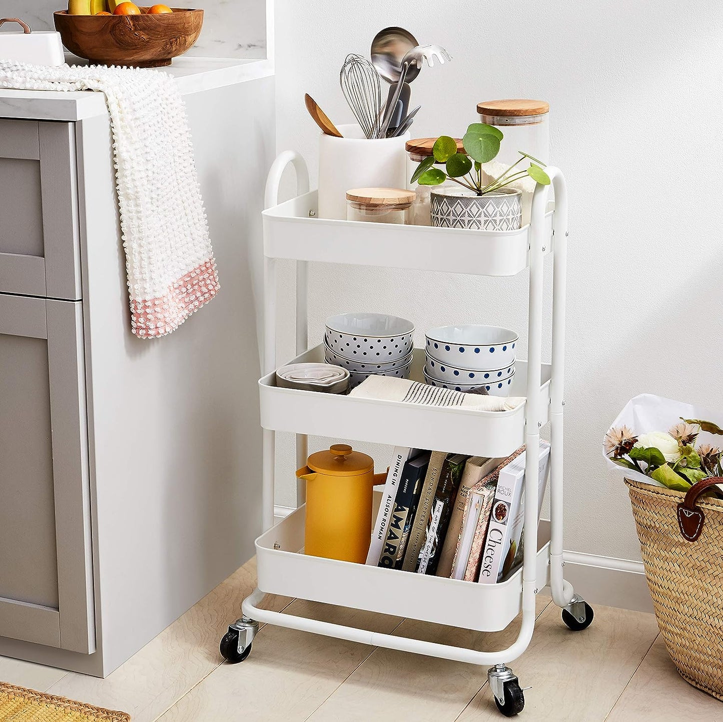 Basics 3-Tier Rolling Utility or Kitchen Cart - Mint Green