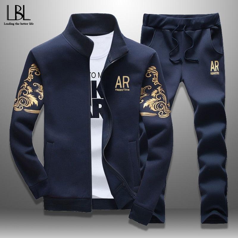 Men's Zipper Sweat Suit Set