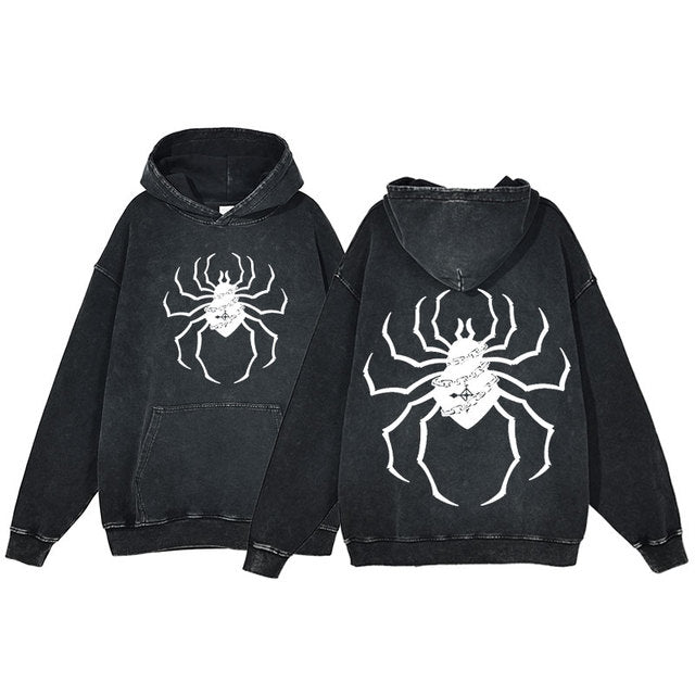 Spider Print Zipper Hoodies